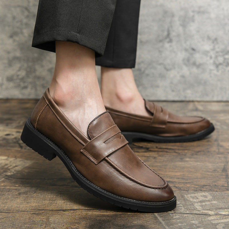 Mocasines británicos retro sin cordones con punta redonda