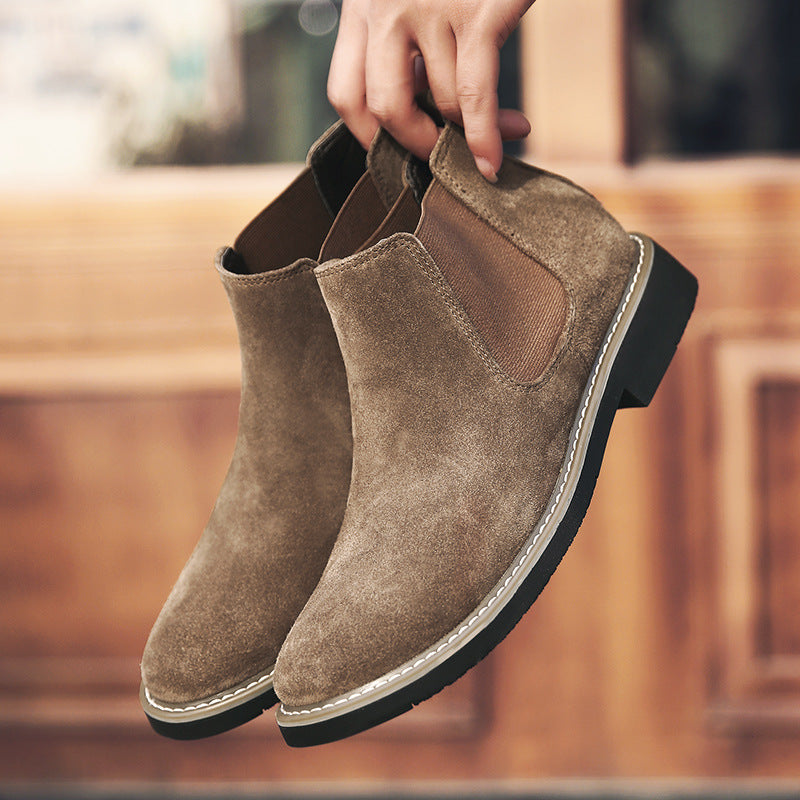 Botas Martin de cuero de caña alta para hombre, zapatos casuales de cuero