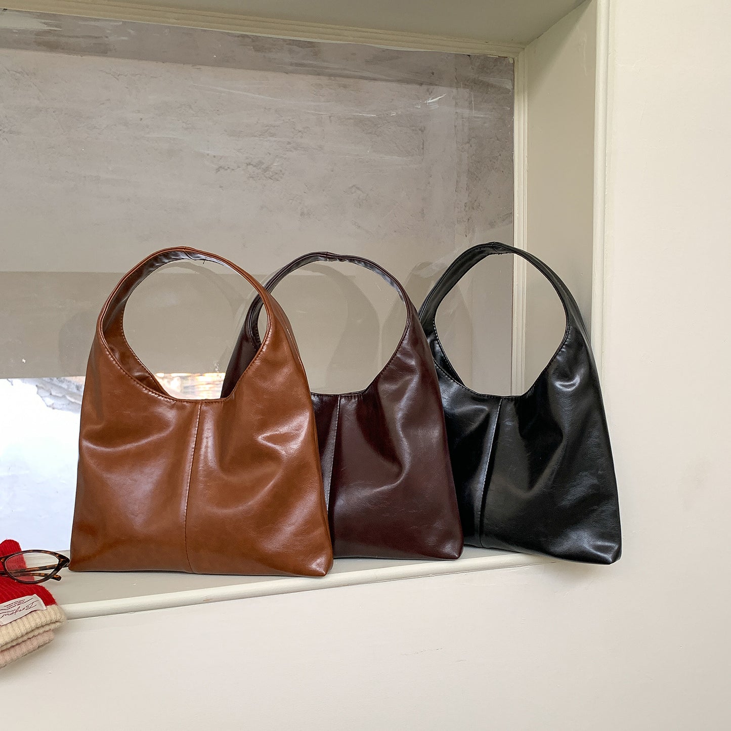 Bolso de mano de cuero suave de gran capacidad para mujer