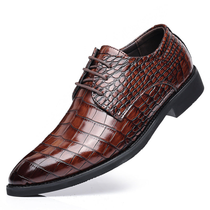 Zapatos de cuero británicos con textura de pez para hombre, estilo casual de negocios