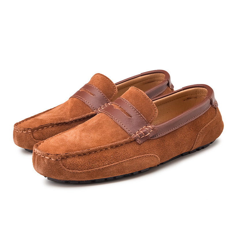 Nuevos Mocasines sin Cordones para Hombre de Cuero Versátiles con Ribete Color Block