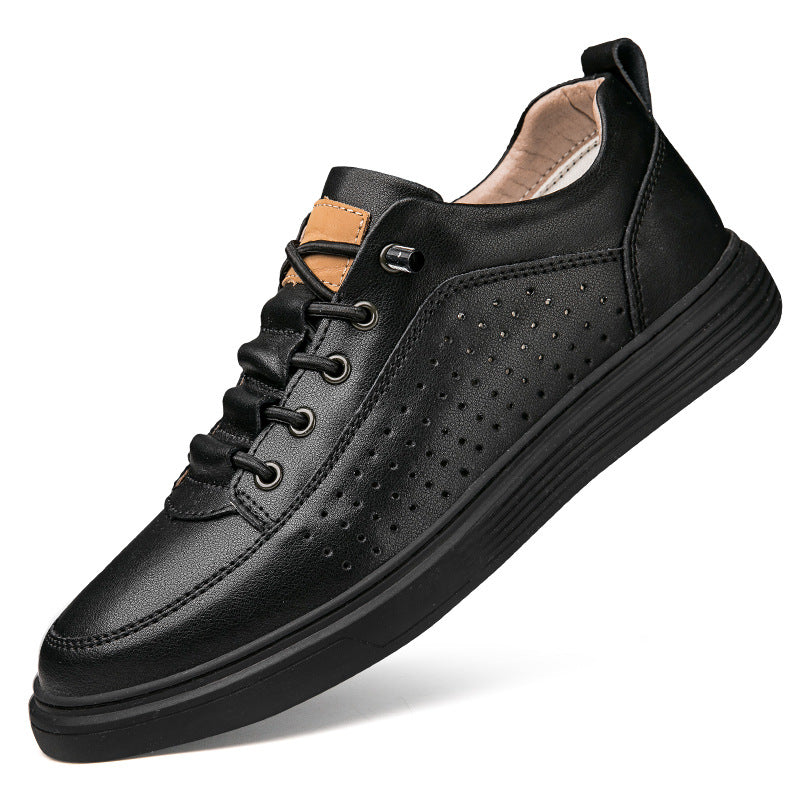 Zapatos de piel retro para hombre de talla grande, con perforaciones, zapatos blandos