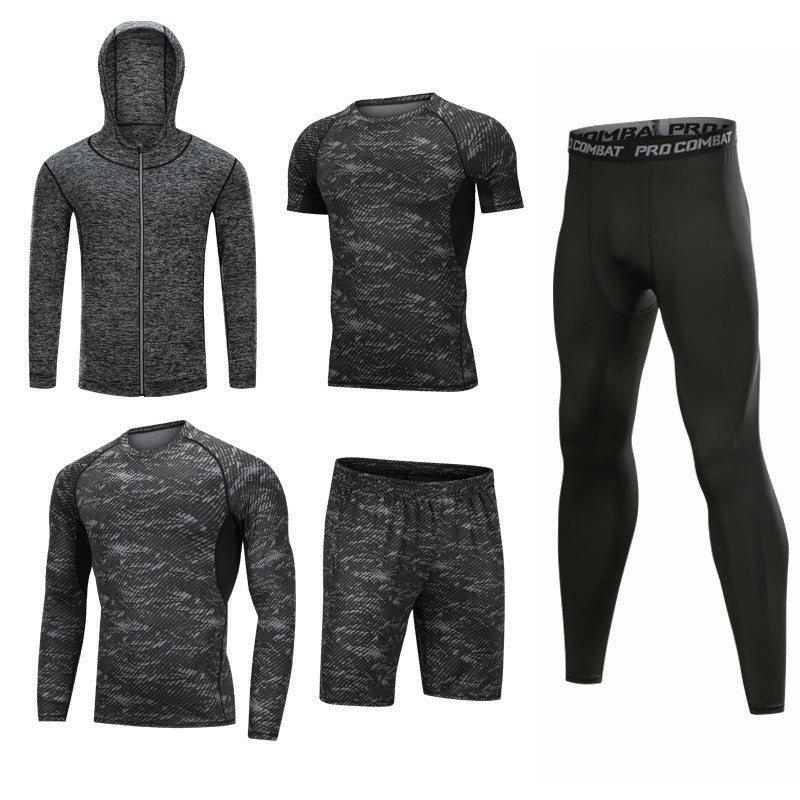 Traje de secado rápido de 5 piezas para gimnasio y deportes de ocio