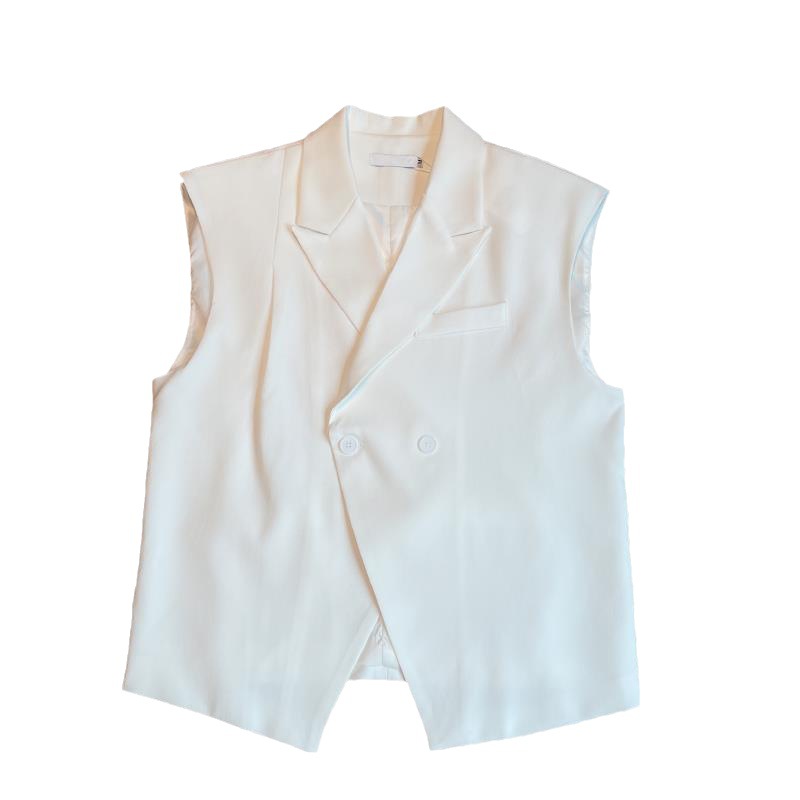 Chaleco de un solo pecho con dos botones para hombre, color liso, de moda - Castaño