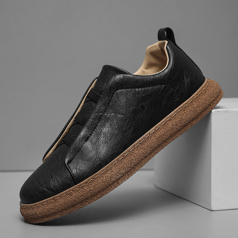 Zapatos tipo board ultraligeros de suela gruesa con tela a cuadros para traje de hombre