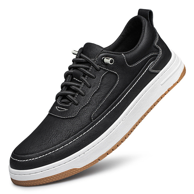 Zapatos de mesa de piel de vaca para hombre, suela gruesa, retro, modernos, planos, cosidos a mano