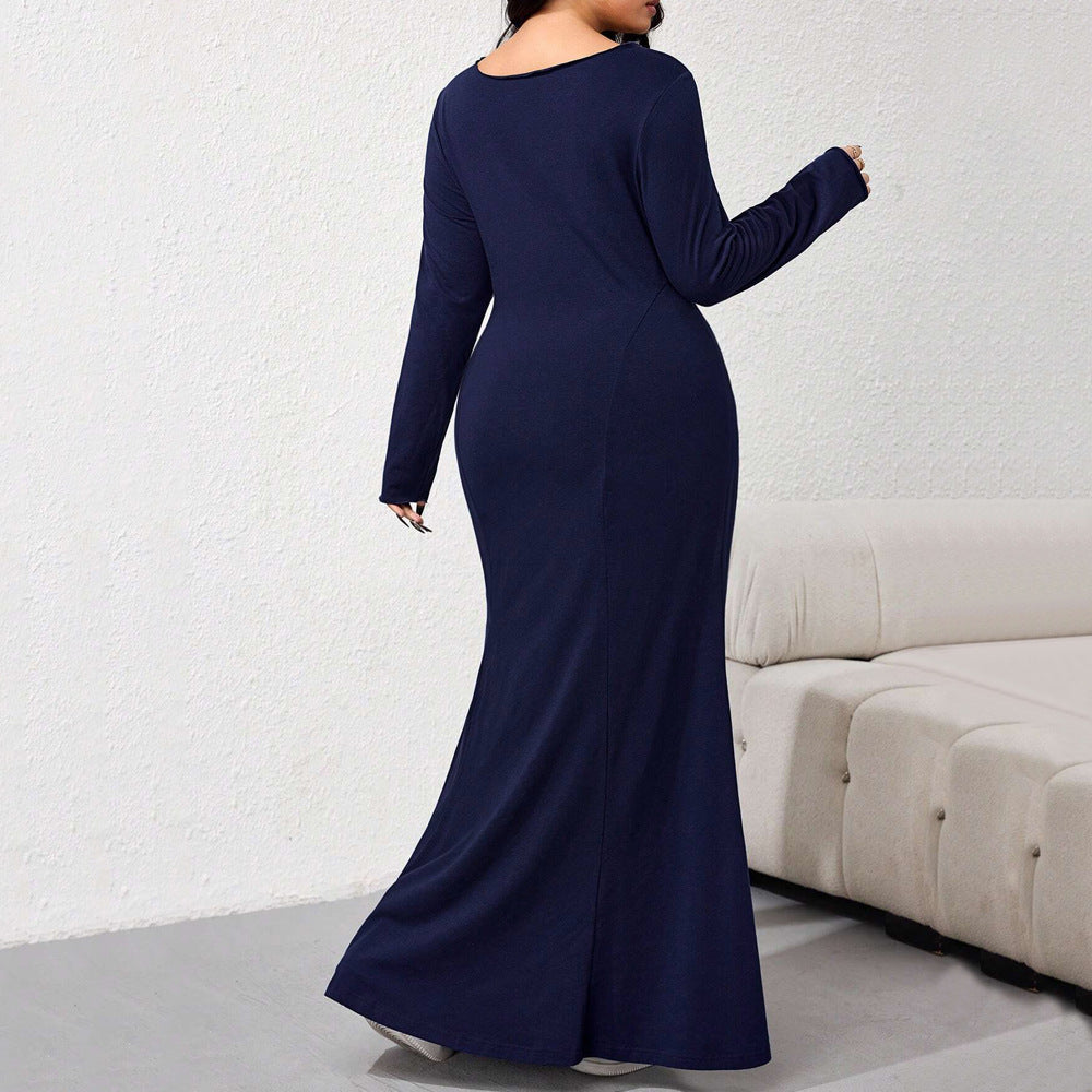 Vestido elegante y sencillo de otoño e invierno con diseño dulce y temperamento de nicho