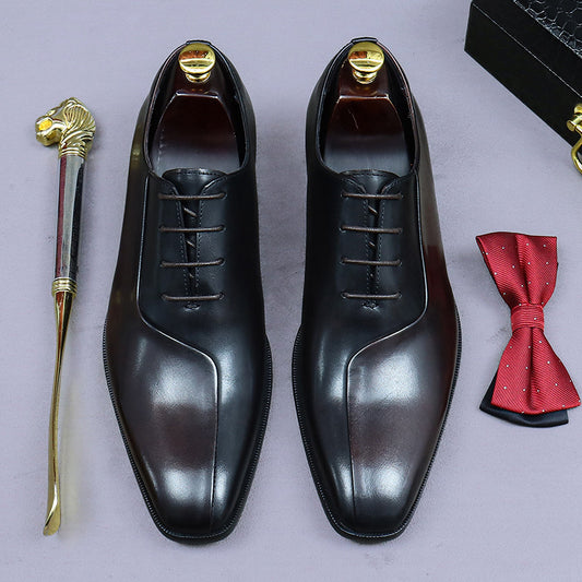 Zapatos de vestir de cuero formales para hombre de estilo británico con diseño de bloques de color
