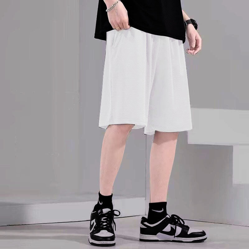 Mens Ice Silk Cropped Sports Casual Pants