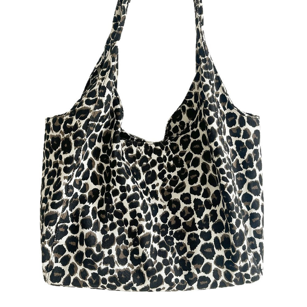 Bolso de mano con diseño de leopardo de alta gama, bolso de hombro informal de gran capacidad