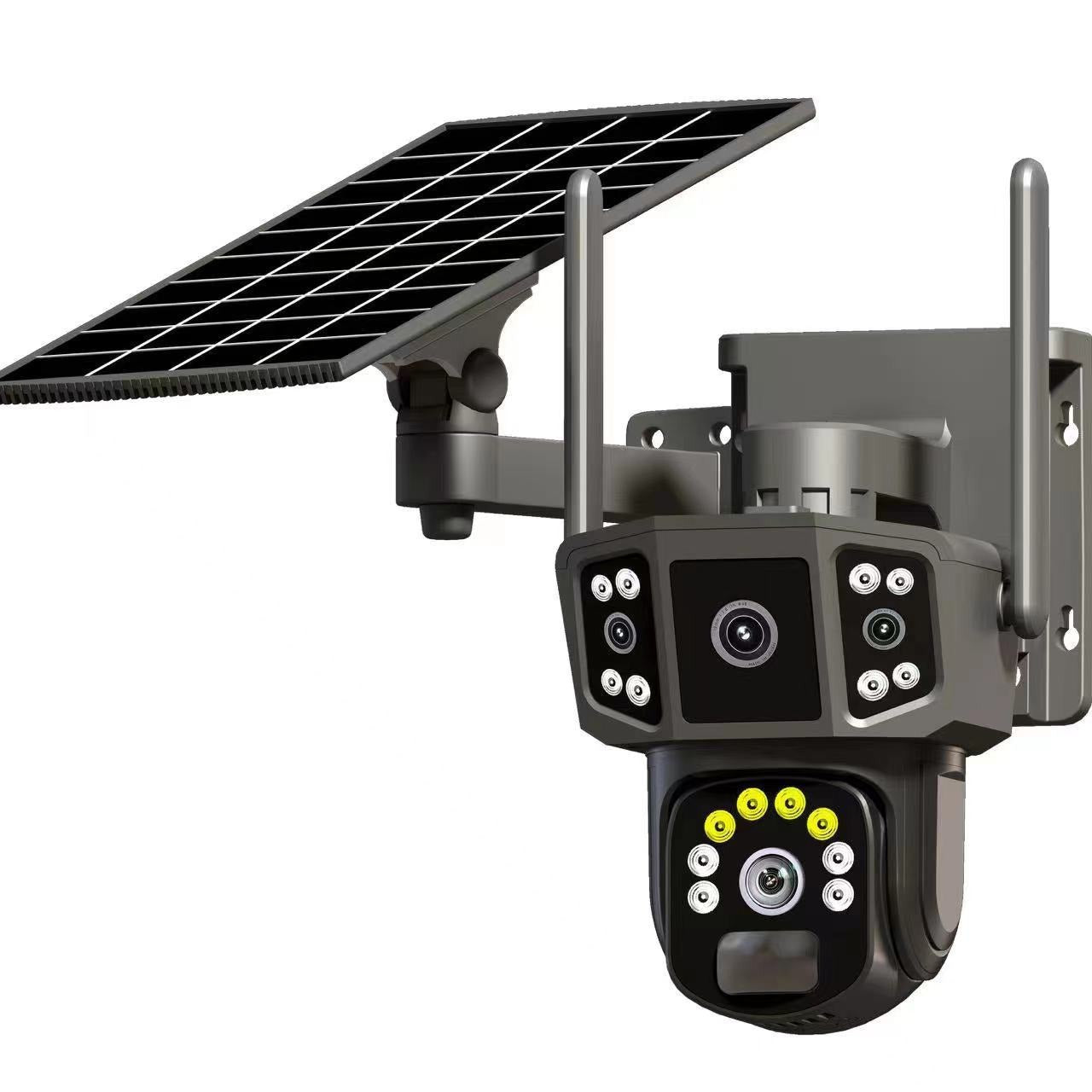 Cámara de vigilancia panorámica solar para exteriores