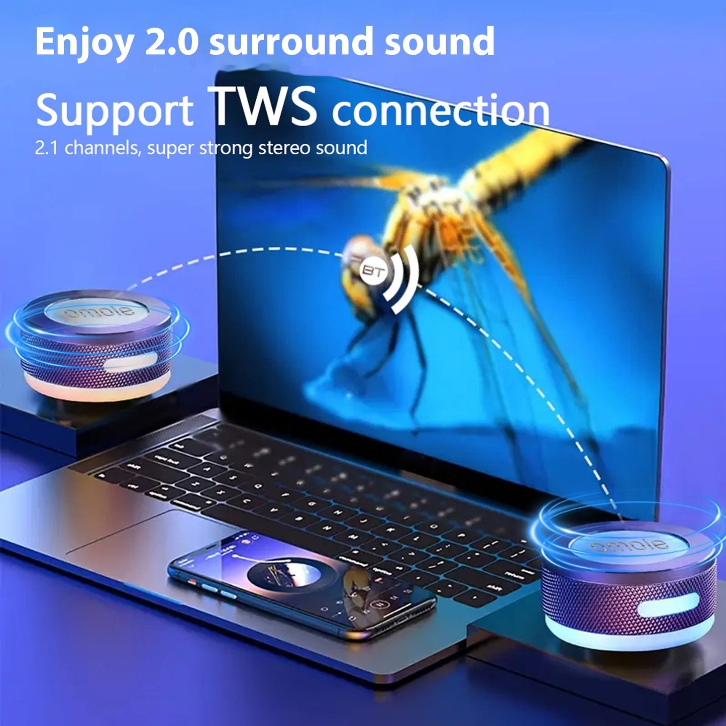 Small Wireless Bone Conduction Speakers Bluetooth Vibration Speaker With Color LED Light Portable Surface Adsorption Speaker