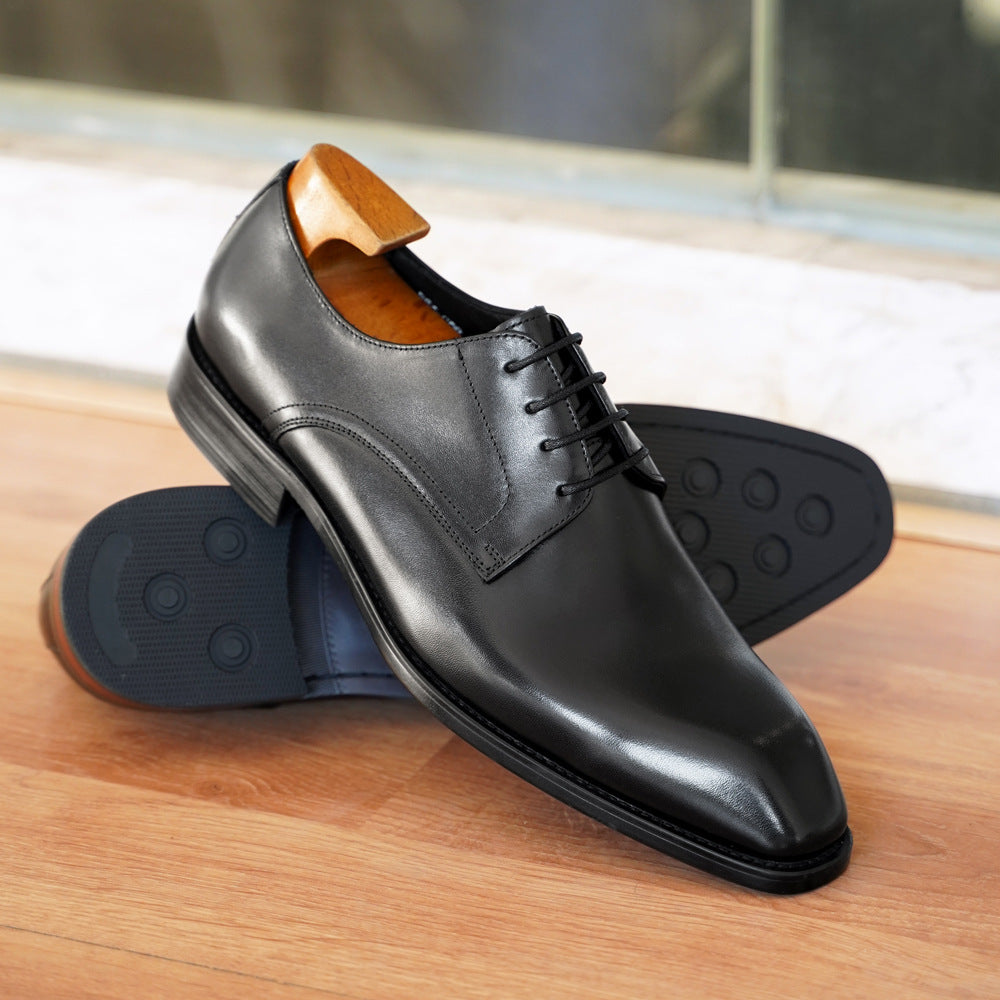Zapatos de cuero para hombre con patrón de veta de madera, desgastados, con punta cuadrada