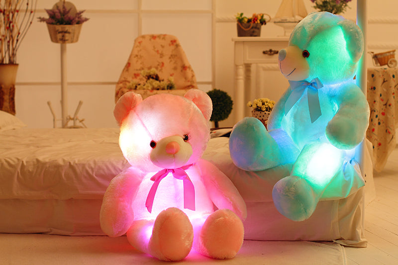 Oso de peluche LED luminoso creativo, animales de peluche, juguete de peluche colorido brillante, regalo de Navidad para niños, almohada