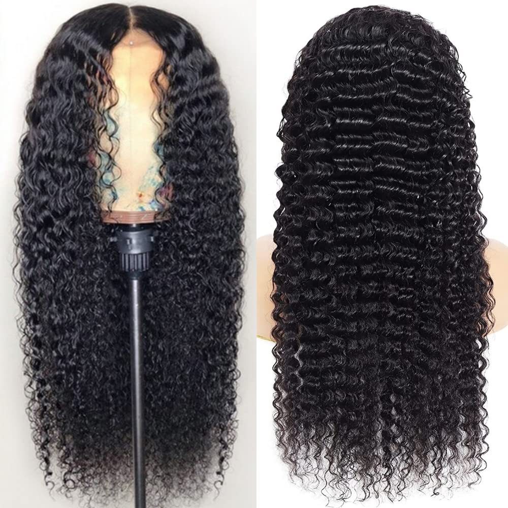 Peluca de cabello humano con encaje frontal ondulado profundo