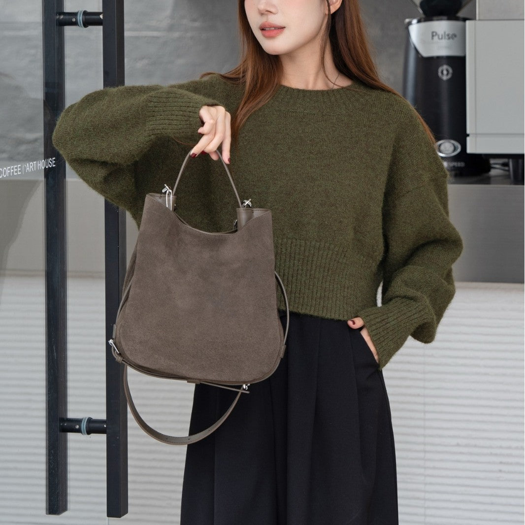 Bolso cruzado de hombro de piel de vacuno mate