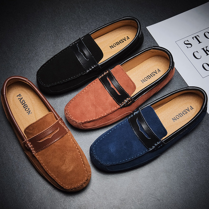 Nuevos Mocasines sin Cordones para Hombre de Cuero Versátiles con Ribete Color Block