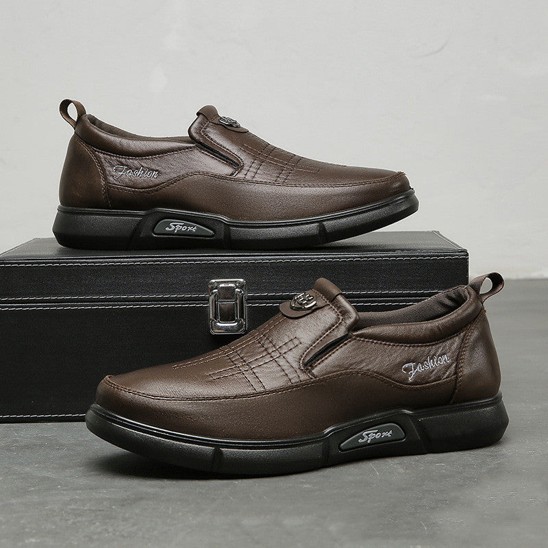 Zapatos de Cuero para Hombre, Zapatos de Papá para Personas de Mediana Edad y Ancianos, Suela Blanda