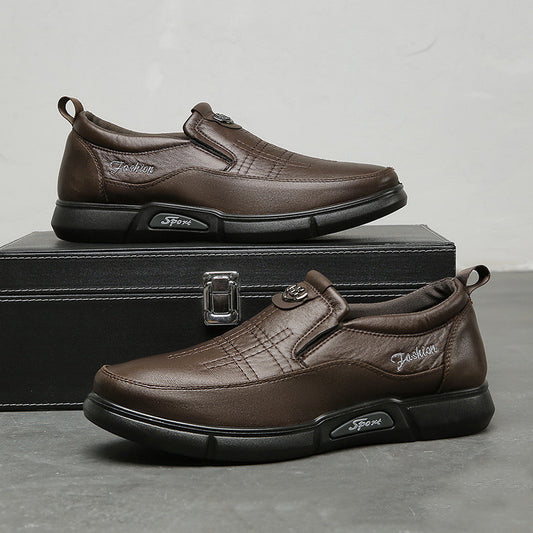 Zapatos de Cuero para Hombre, Zapatos de Papá para Personas de Mediana Edad y Ancianos, Suela Blanda