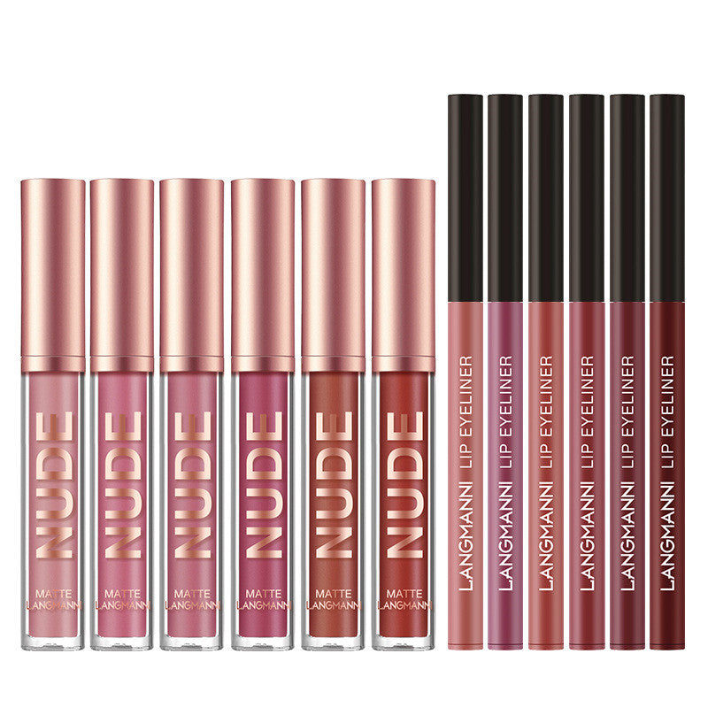 Juego de maquillaje de 12 piezas de delineador de labios y lápiz labial, 6 labiales mate y 6 delineadores de labios, lápiz labial mate resistente al agua de larga duración, cosméticos de belleza, regalo de maquillaje para niñas, juego de lápices labiales