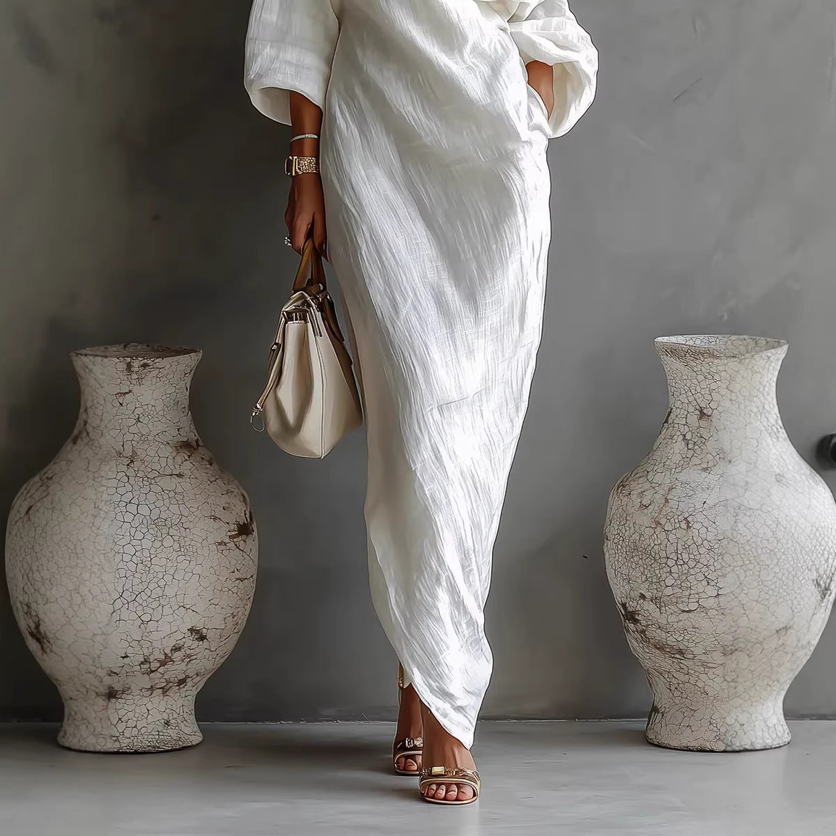 Vestido largo irregular con hombros descubiertos, moda elegante, vestidos de manga larga, ropa de vacaciones en la playa para mujer