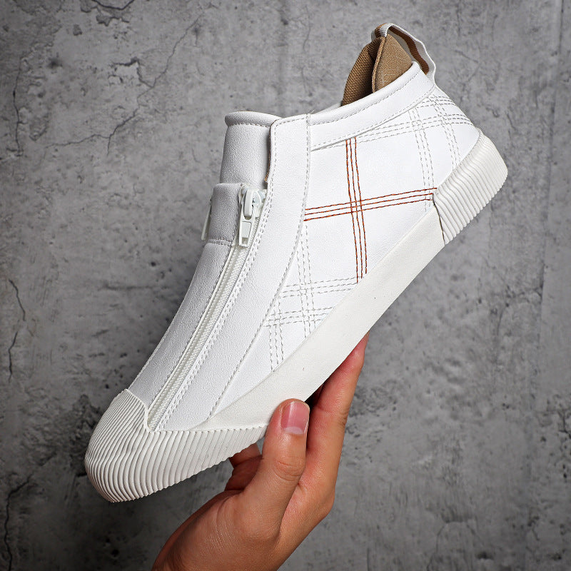 Zapatos de cuero transpirables, informales, a la moda, zapatillas bajas