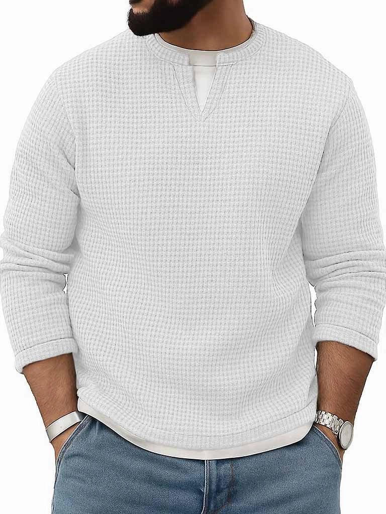 Conjunto de dos piezas de manga larga con cuello redondo para hombre, otoño-invierno
