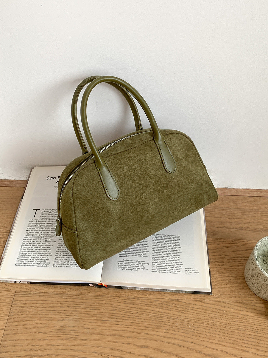 Bolso de mano de ante de gran capacidad para mujer