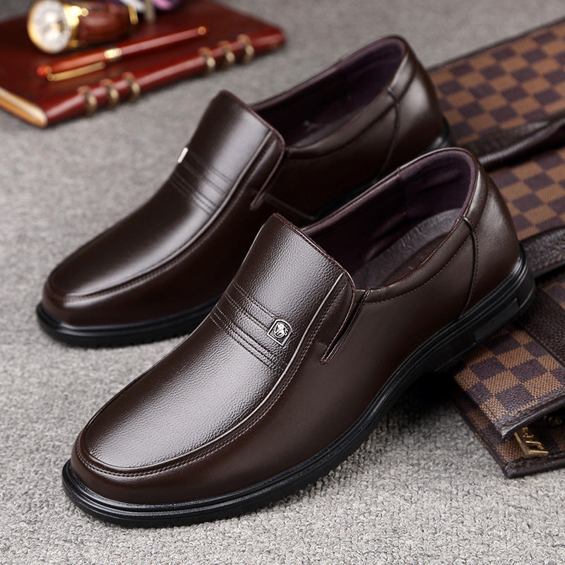 Zapatos Casuales de Cuero Genuino para Hombre, Suela Plana, Punta Redonda, Suela Suave Antideslizante, para Hombres de Mediana Edad