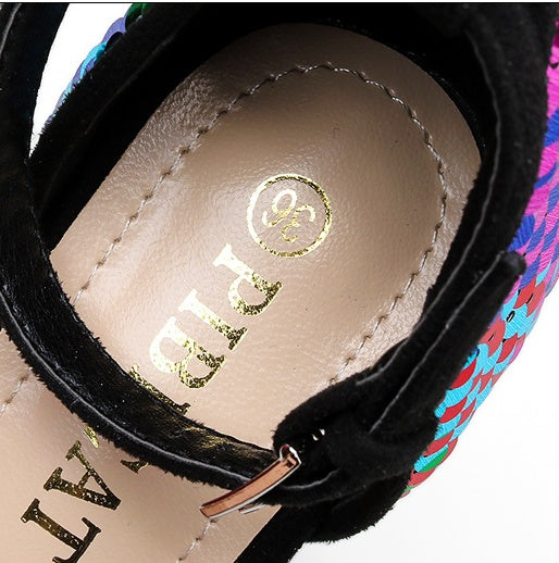 Colored sequins with sandals