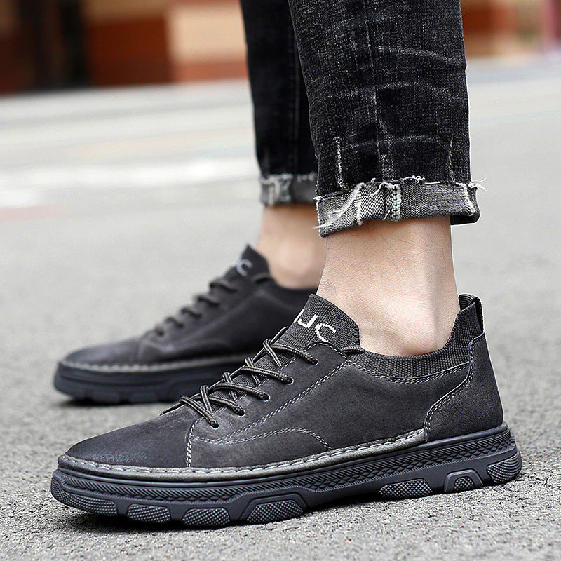 Zapatos de cuero casuales bajos de hombre para exteriores