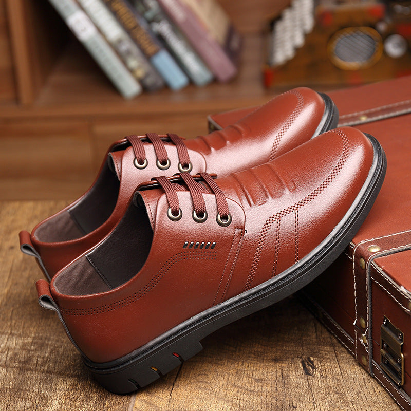 Zapatillas de cuero informales de negocios con plantilla para aumentar la altura para hombres