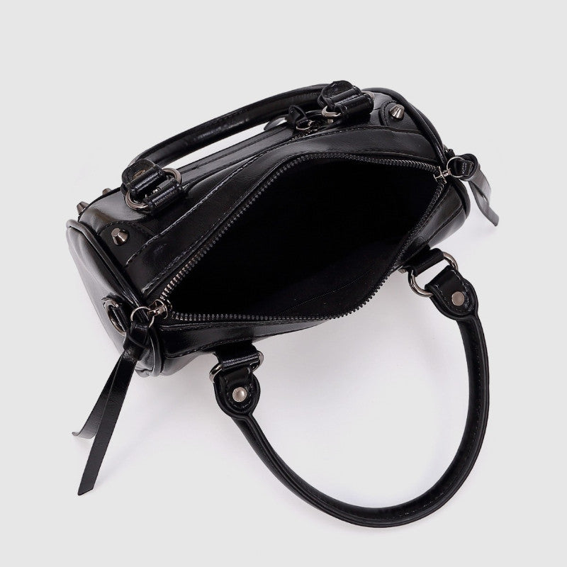 Bolso de mano y de hombro con tachuelas, gran capacidad, estilo almohada, carreras, bolera, inspiración motera