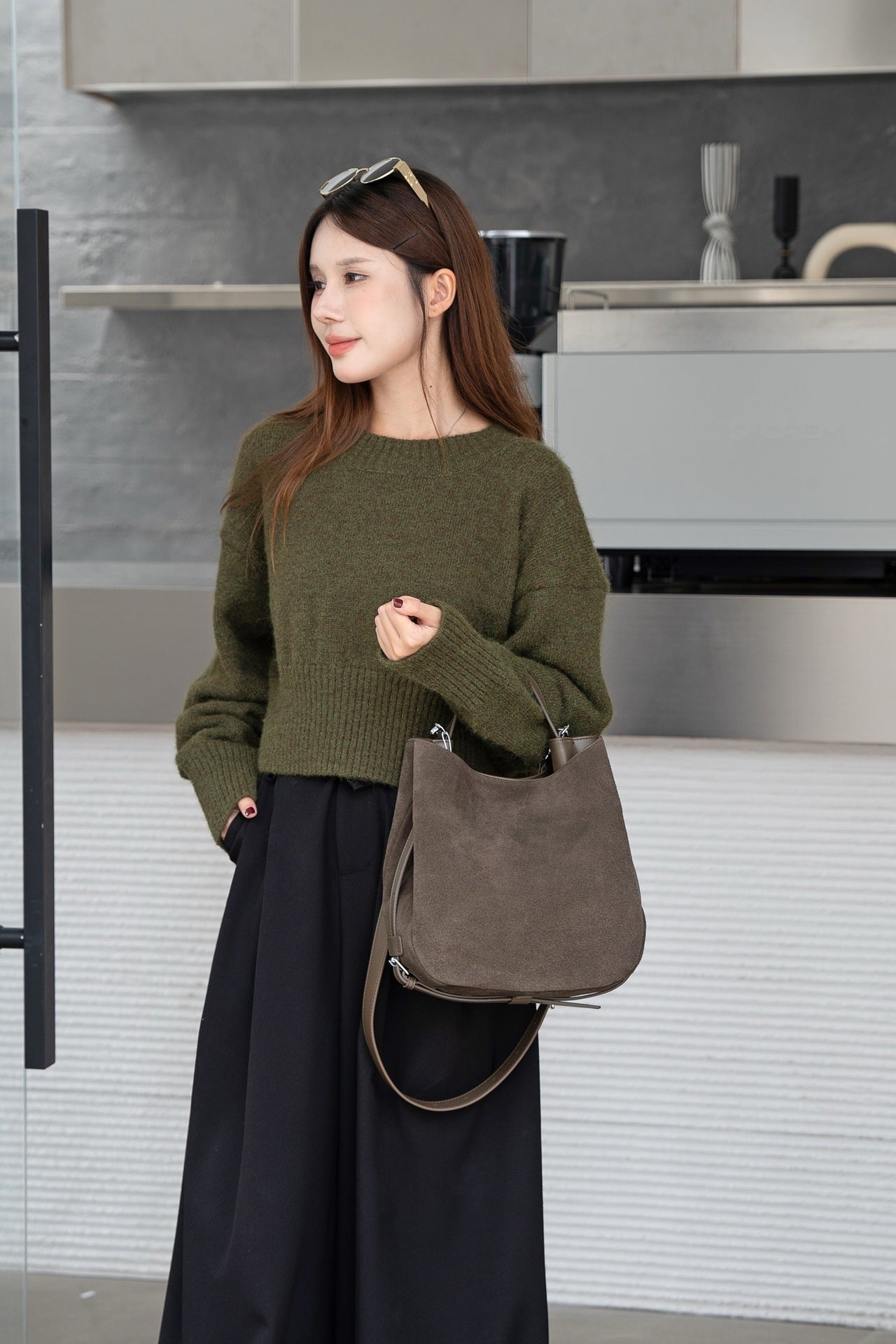 Bolso cruzado de hombro de piel de vacuno mate