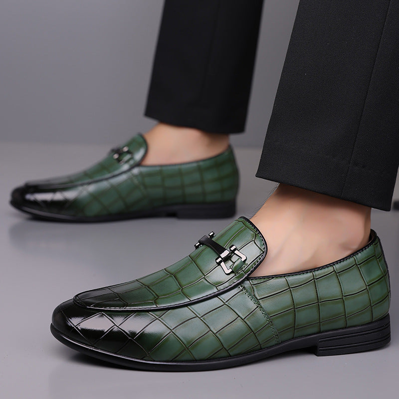 Zapatos de cuero ligeros de lujo para hombre, con suela de goma, talla grande y diseño a cuadros