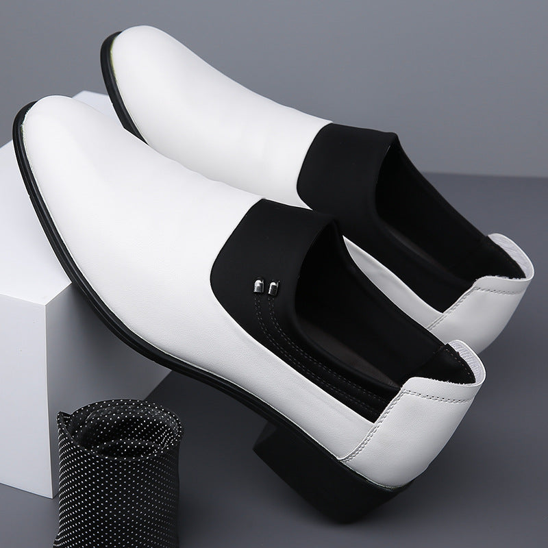 Zapatos de vestir de cuero suave británicos para hombre, de puntera, para jóvenes, de cuero blanco