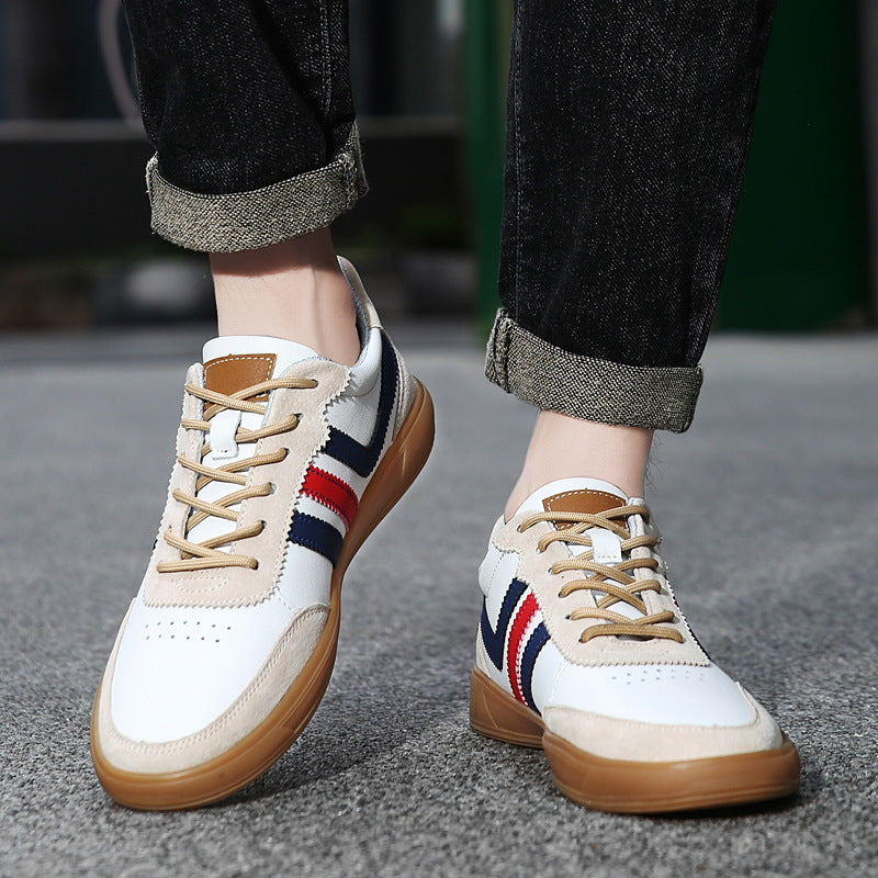 Zapatillas de cuero para hombre con plantillas internas para aumentar la altura y suelas de goma estilo tendón