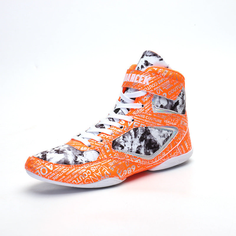 Zapatillas de boxeo altas de moda con grafiti para hombre