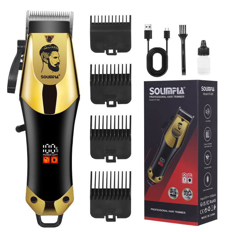 Cortapelos eléctrico con pantalla digital inteligente para peluquería, cabezal de corte, ajuste fino.
