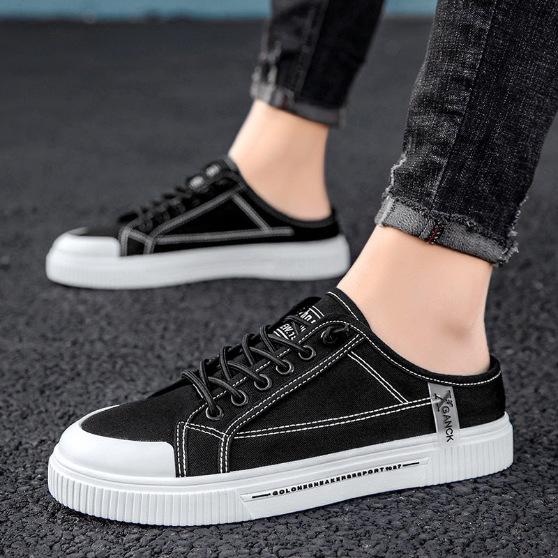 Zapatillas deportivas casual de lona sin talón versátiles para hombre