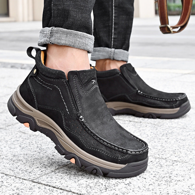 Zapatos casuales de exterior de caña alta de primavera de piel de vaca para hombre