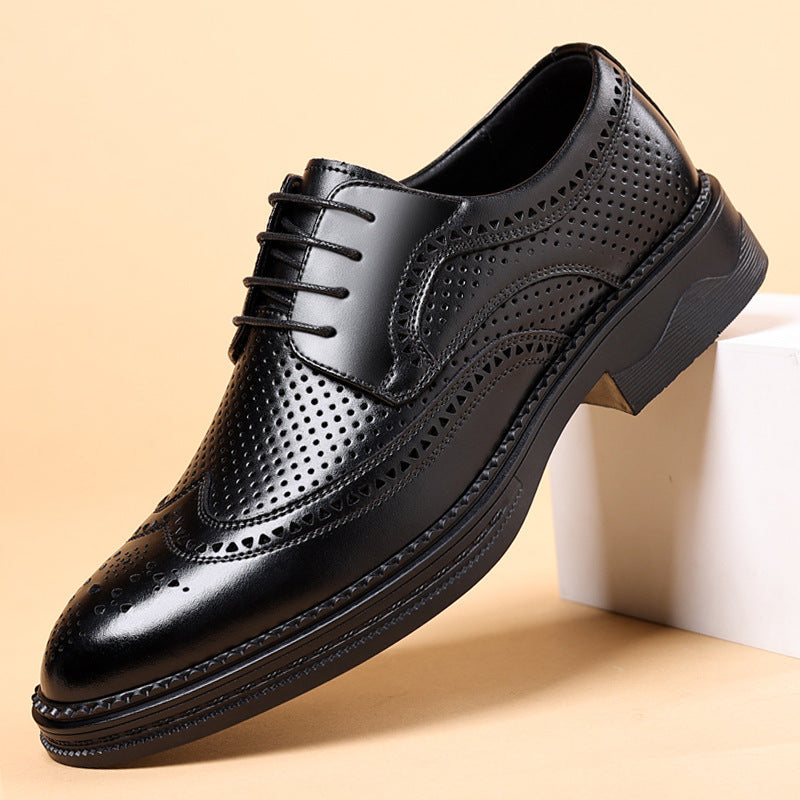 Zapatos de cuero huecos de hombre para negocios, formales, casuales