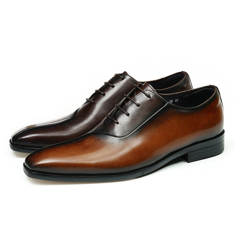 Zapatos de vestir de cuero formales para hombre de estilo británico con diseño de bloques de color