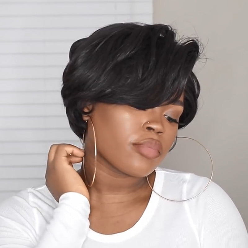 Pelo corto rizado microbob negro