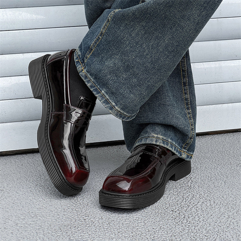 Zapatos de cuero de estilo británico con suela gruesa estilo Hong Kong, zapatos de una sola capa para primavera y otoño