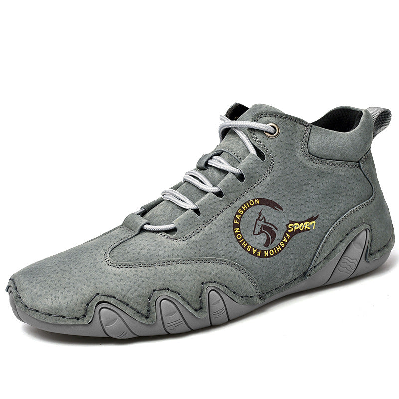 Botas Martin de cuero de talla grande para hombre, estilo británico de pulpo y caña alta
