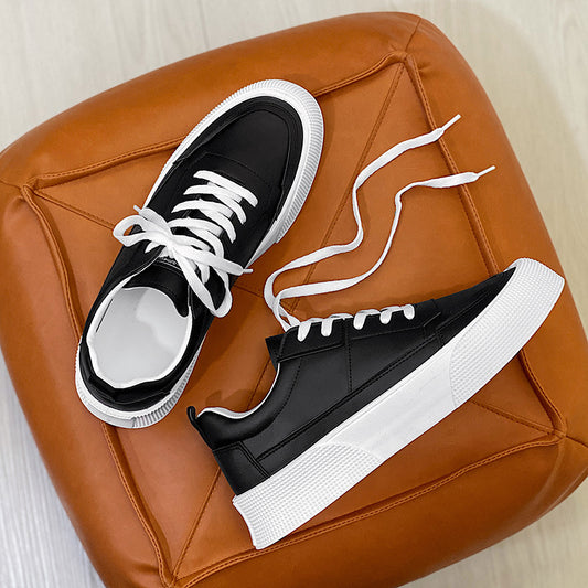 Zapatillas de plataforma con alzas para hombre, de color liso y fondo grueso, estilo casual y versátil
