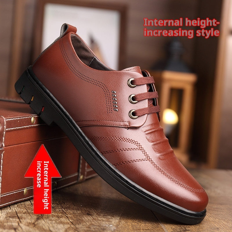 Zapatillas de cuero informales de negocios con plantilla para aumentar la altura para hombres
