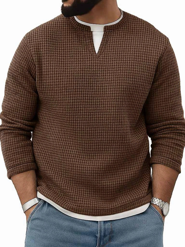 Conjunto de dos piezas de manga larga con cuello redondo para hombre, otoño-invierno