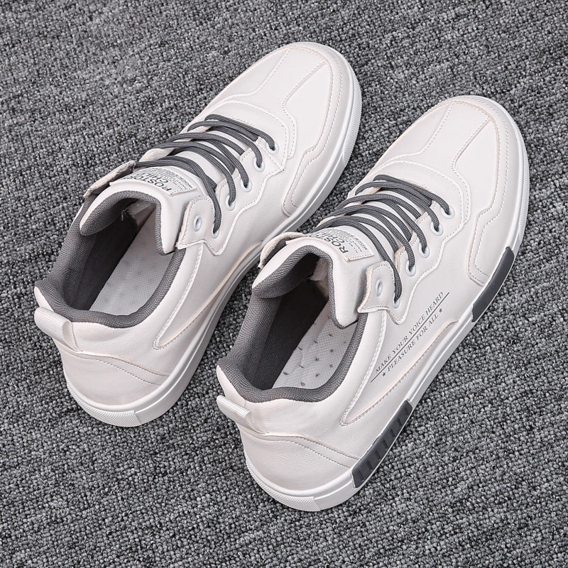 Zapatillas deportivas altas de piel con paneles, a la moda y versátiles